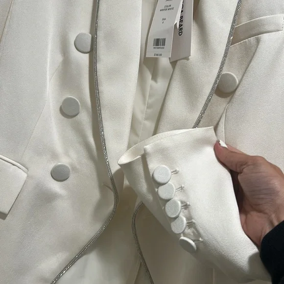 VERONICA BEARD jagger rhinestone dickey jacket in winter white